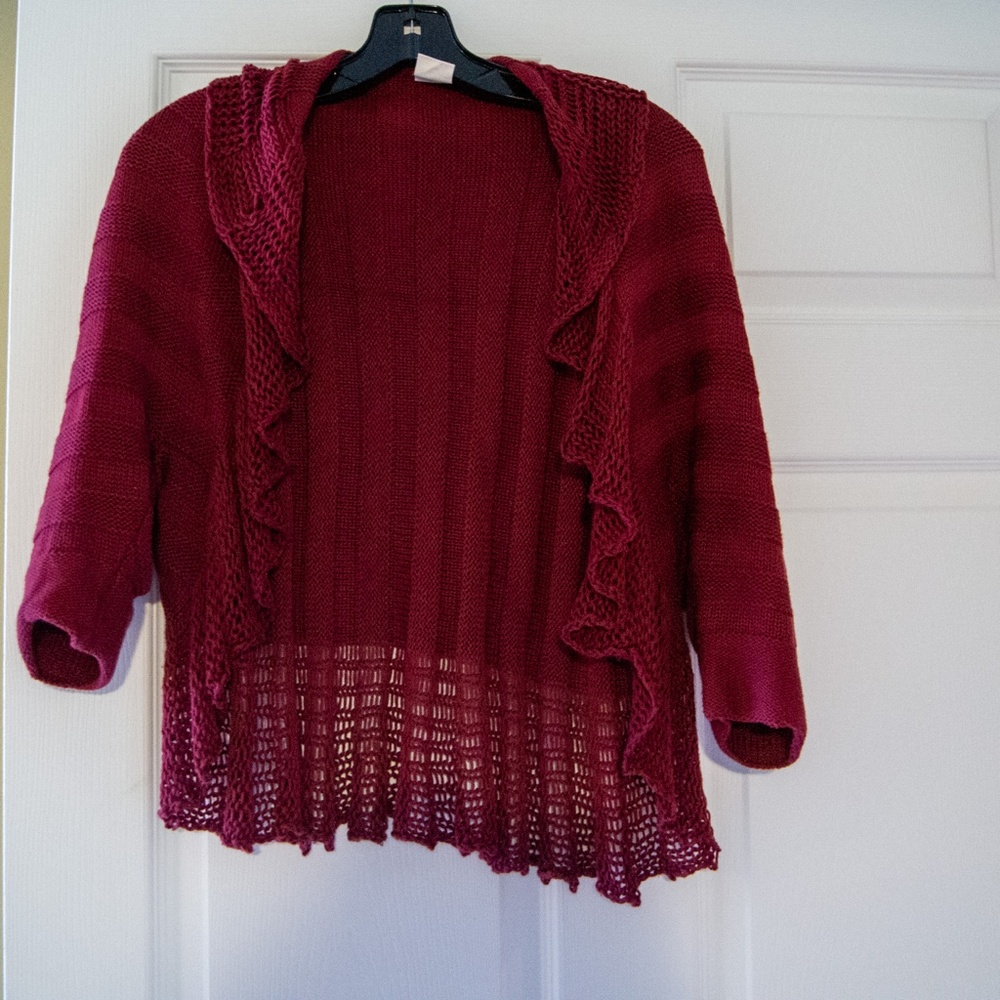 Cranberry Anthro 3/4 Sleeve Shrug -EUC